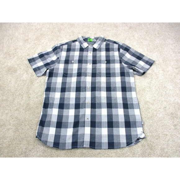 North Face Shirt Mens Large L Blue White Check Casual Short Sleeve Button Up - Picture 1 of 12